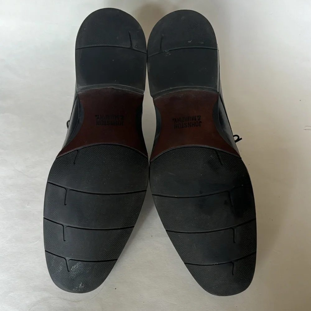JOHNSTON & MURPHY Black Leather Lace up Dress Shoes 59 11557 $185 EUC